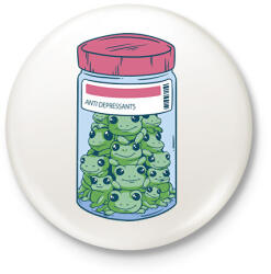 printfashion Béka antidepresszáns - Kitűző, hűtőmágnes - Fehér (13957647)
