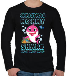 printfashion Christmas Mommy Shark - Férfi hosszú ujjú póló - Fekete (3990432)