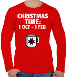 printfashion CHRISTMAS TIME - Férfi hosszú ujjú póló - Piros (9545497)