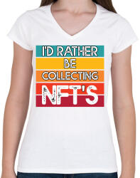 printfashion BITCOIN 4 EVER 48 - Női V-nyakú póló - Fehér (6116017)