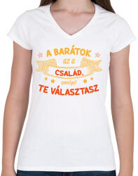 printfashion A barátok az a család - Női V-nyakú póló - Fehér (13504481)