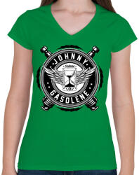 printfashion Johnny gasolene - Női V-nyakú póló - Zöld (183150)