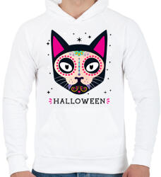 printfashion HALLOWEEN MACSKA - Férfi kapucnis pulóver - Fehér (10457875)