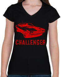printfashion autó - Női V-nyakú póló - Fekete (11652297)