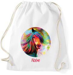 printfashion Színes lovas minta - Névvel - Sportzsák, Tornazsák - Fehér (6326022)