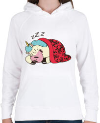 printfashion Alvó unikornis - Női kapucnis pulóver - Fehér (4244611)