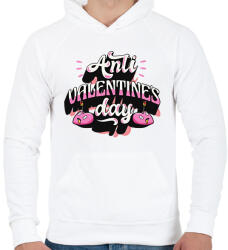 printfashion Anti valentin nap - Férfi kapucnis pulóver - Fehér (11807982)