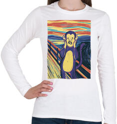 printfashion Majom sikoly - Női hosszú ujjú póló - Fehér (12754731)