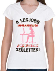 printfashion Informatikus nő szülinapja június - Női V-nyakú póló - Fehér (5655953)