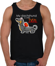 printfashion My dachshund is a little DEVIL" - Férfi atléta - Fekete (13414632)