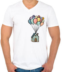 printfashion Lufis ház - Férfi V-nyakú póló - Fehér (13935057)