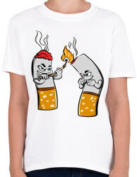 printfashion Cigaretta pár - Gyerek póló - Fehér (12047626)