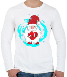 printfashion Mikulás szívvel hóesésben - Férfi hosszú ujjú póló - Fehér (11013355)