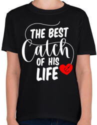 printfashion Horgász páros - a legjobb fogás 2 - Gyerek póló - Fekete (6065715)