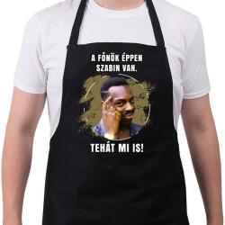 printfashion A főnök éppen szabin van - Kötény - Fekete (5179822)