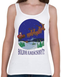 printfashion Karácsony - Télapó szánon - Női atléta - Fehér (5646959)