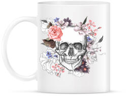 printfashion Skull with Flowers - Bögre - Fehér (1259278)