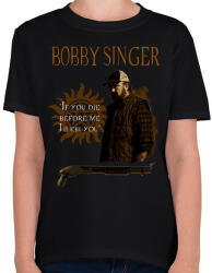 printfashion bobby singer - Gyerek póló - Fekete (2476462)