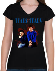 printfashion Tears For Fears - Női V-nyakú póló - Fekete (5802541)