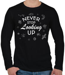printfashion Never stop looking up (white) - Férfi hosszú ujjú póló - Fekete (7329675)