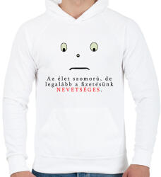 printfashion AZ ÉLET SZOMORÚ - Férfi kapucnis pulóver - Fehér (1592727)