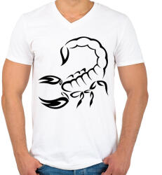 printfashion Skorpió - Férfi V-nyakú póló - Fehér (13802484)