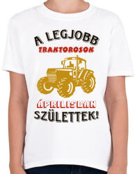 printfashion Traktoros szülinapja április - Gyerek póló - Fehér (5749363)