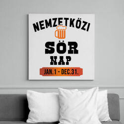 printfashion Nemzetközi sörnap - Fekete - Vászonkép - Fehér (6627051)
