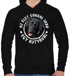 printfashion Az élet jobb - Fekete labrador - Férfi kapucnis pulóver - Fekete (10856566)