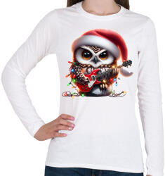 printfashion Vicces karácsonyi gitáros rocker party bagoly - Női hosszú ujjú póló - Fehér (15256745)