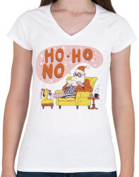 printfashion Mikulás - ho ho NO - Női V-nyakú póló - Fehér (5526850)