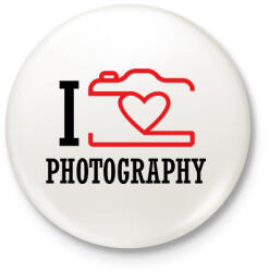 printfashion I love photography (black) - Kitűző, hűtőmágnes - Fehér (7259598)