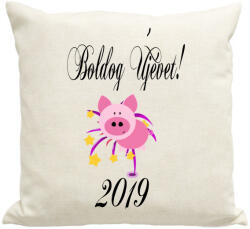 printfashion boldogújévet2 - Párnahuzat, Díszpárnahuzat - Lenvászon (1125620)
