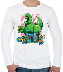 printfashion Játék dínó - Férfi hosszú ujjú póló - Fehér (5097872)