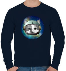 printfashion Szürke űrcica - Férfi pulóver - Sötétkék (4214609)