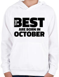 printfashion The Best are born in october - Gyerek kapucnis pulóver - Fehér (5425682)