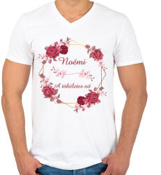 printfashion Noémi - Férfi V-nyakú póló - Fehér (2809097)