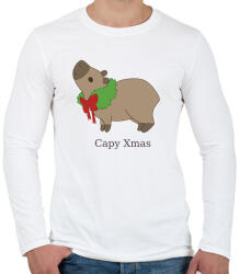 printfashion capybara család - koszorú - Férfi hosszú ujjú póló - Fehér (14887439)
