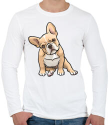 printfashion Francia bulldog - Férfi hosszú ujjú póló - Fehér (1921191)