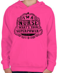printfashion Nővér a szuperhatalom - Gyerek kapucnis pulóver - Fukszia (148030)