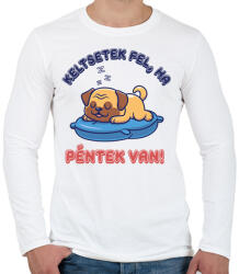 printfashion Keltsetek fel, ha péntek van - Férfi hosszú ujjú póló - Fehér (7077168)