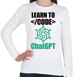 printfashion Learn to ChatGPT - Női hosszú ujjú póló - Fehér (14582044)