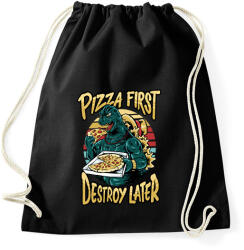 printfashion Előbb pizza, aztán pusztítás - Sportzsák, Tornazsák - Fekete (11651075)