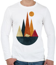 printfashion Mosómedve és hegyek - Férfi hosszú ujjú póló - Fehér (5238442)