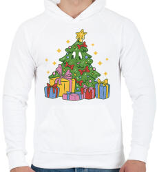 printfashion Karácsonyfa - Férfi kapucnis pulóver - Fehér (14598113)