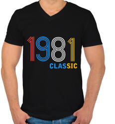 printfashion 1981 - Férfi V-nyakú póló - Fekete (11931809)