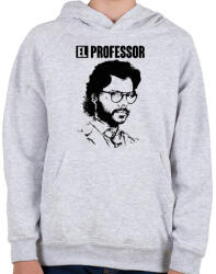 printfashion A nagy pénzrablás - EL PROFESSOR - Gyerek kapucnis pulóver - Sport szürke (5344545)