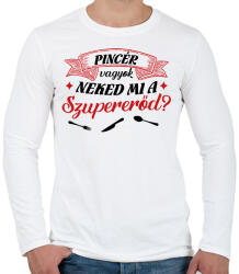 printfashion Pincér vagyok - Férfi hosszú ujjú póló - Fehér (9428604)