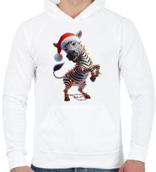 printfashion Táncoló karácsonyi party zebra - Férfi kapucnis pulóver - Fehér (15262843)