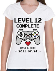 printfashion Gamer évforduló - Női V-nyakú póló - Fehér (13524966)
